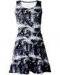 Gothic All Over Grim Reaper Bats Crow Spooky Trees Print Sleeveless Skater Dress