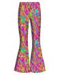 Brightful Marble Swirls Psychedelic Geometric Printed Bell Bottom Flare High Waist Leggings