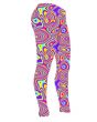 Girls Groovy Psychedelic Galaxy Marble Swirls Holographic Geometric Printed Leggings