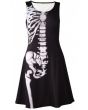 Gothic Anatomy Fractured Bones X-Ray Half Skeleton Sleeveless Skater Dress