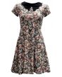 Floral Skulls Roses Gothic Vintage Rockabilly Printed Bats Collar Skater Dress