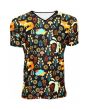 Fox, Rabbit And Hedgehog Animal Nature All Over Printed V-Neck T-Shirt