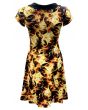 Hot Fire Flames Swing Printed Bats Collar Dress