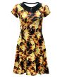 Hot Fire Flames Swing Printed Bats Collar Dress