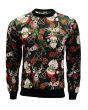 Unisex Mexican Sugar Skull Santa Christmas Printed Crew Neck Sweatshirt Jumper