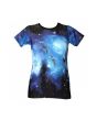 Blue Galaxy Planets Cosmos & Space Print T-Shirt Top