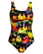 Los Angeles Beach Colourful Exotic Palm Trees Sunset Printed Swimsuit Bodysuit