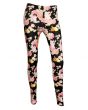 Cute Kittens Amongst The Flowers Floral All Over Printed Black Leggings