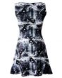 Gothic All Over Grim Reaper Bats Crow Spooky Trees Print Sleeveless Skater Dress
