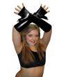Black Metallic Shiny PVC Wetlook Gloves Rave Cyber