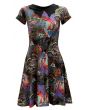 Traditional Japanese Doll Peacock Floral Fairies Dragon Printed Collar Dress