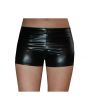 Black Wetlook Metallic Hot Pants