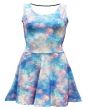 Girls Light Galaxy Space Universe Stars Printed Sleeveless Skater Dress