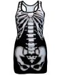 Lovely Bones Black & White X-Ray Skeleton Block Print Long Top