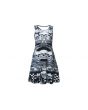 Women’s Gothic Flames Skulls Snakes Chequer Print Skater Flare Dress