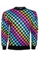 Rainbow Coloured Check Squares Designer Printed Crew Neck Sweatshirt Jumper Top
