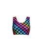 Rainbow Coloured Check Squares Print Sleeveless Crop Top Leggings Coord Set