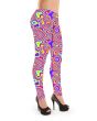 Groovy Psychedelic Galaxy Marble Swirls Holographic Geometric Printed Leggings 