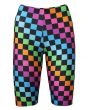 Rainbow Coloured Check Squares Print Sleeveless Crop Bandeau Top Cycle Shorts Coord Set