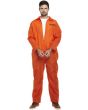 Men’s Classic Orange Convict Prisoner Overall Jumpsuit Adult Fancy Dress Outfit