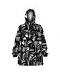 Unisex Gothic Skeletons Skulls Anatomy Bones Ribcage Heart Printed Oversized Blanket Fleece Hoodie