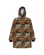 Unisex Traditional African Wild Animal Printed Oversized Blanket Fleece Hoodie