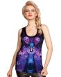 Trippy Gothic Peacock Skulls Alternative Vest Top
