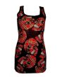 Red Tartan Skulls Print Long Vest Tank Top