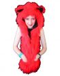 Neon UV Red Fluffy Fur Scarf/Hood With Ears.