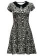 Classic Monochrome Snake Python Skin All Over Printed Collar Dress