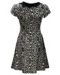 Classic Monochrome Snake Python Skin All Over Printed Collar Dress