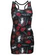 Mexican Sugar Skull Rose Skeleton All Over Print Long Vest Top