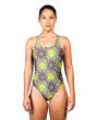 Sunflower Ethnic Ornamental Mandala Floral Check Square Printed Swimsuit Bodysuit