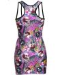 Tropical Floral Flowers Skulls And Crossbones Metal Print Long Vest Top