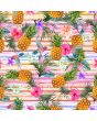 Tropical Floral Exotic Pineapple Fruit Birds Stripe Retro 50's Printed Stretch Fabric Stunning Dressmaking Leotards Leggings