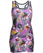 Tropical Floral Flowers Skulls And Crossbones Metal Print Long Vest Top