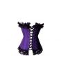 Purple Floral Victorian Frill Corset Basque Goth Punk Top Vintage Retro 