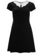 Black Velvet Velour 50's 60's Printed Bats Collar Dress