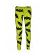Neon UV Yellow Bat Print Leggings