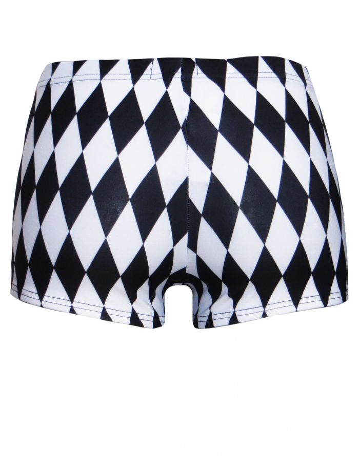 Monochrome Harlequin Diamonds Printed Shorts Hot Pants