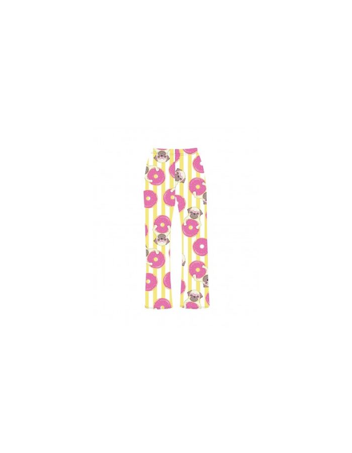 Funny Cute Pug Dog Donuts Animal Lovers Printed Loungewear Sleepwear Pyjama Bottoms