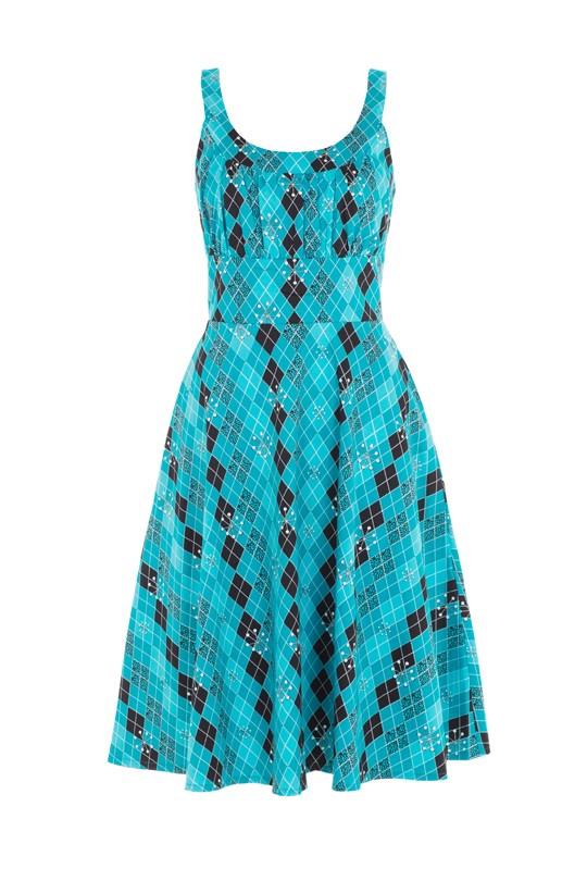 Voodoo Vixen Harlequin Pattern 60s Vintage Dress