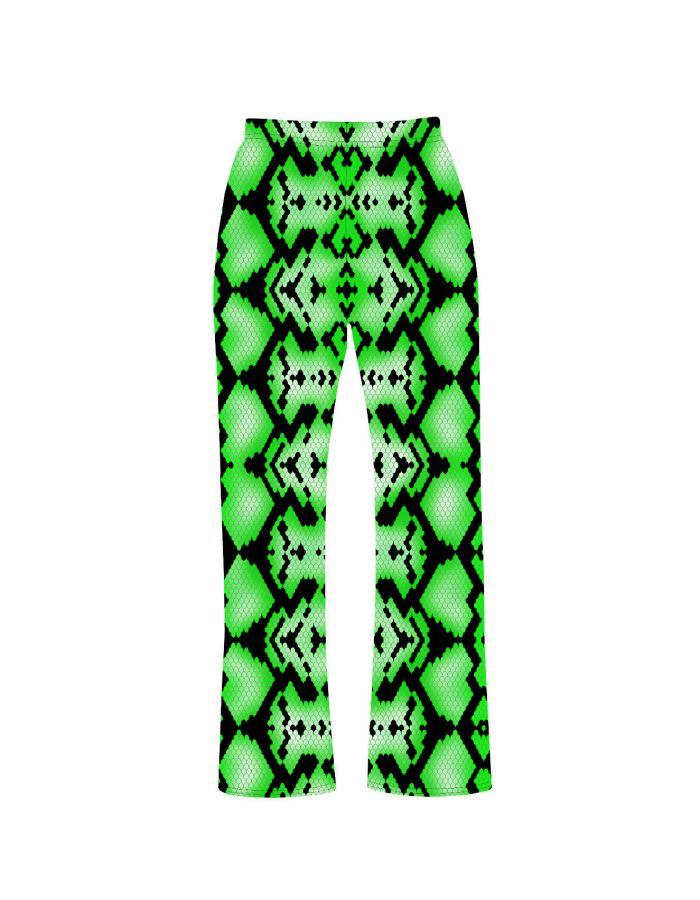 Cute Green Snake Skin Reptile Printed Loungewear Sleepwear Pyjama Bottoms Pants
