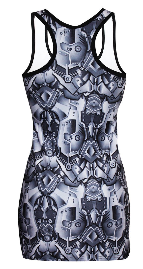 Steel Armour Panels Metallic Body Armour All Over Print Long Vest Top