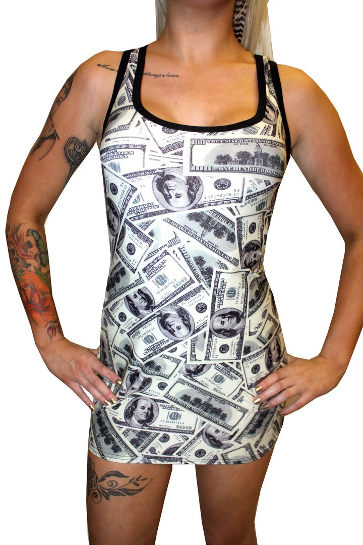 "Yes Mr. Franklin!" 100 Dollar Notes Printed Long Vest Top