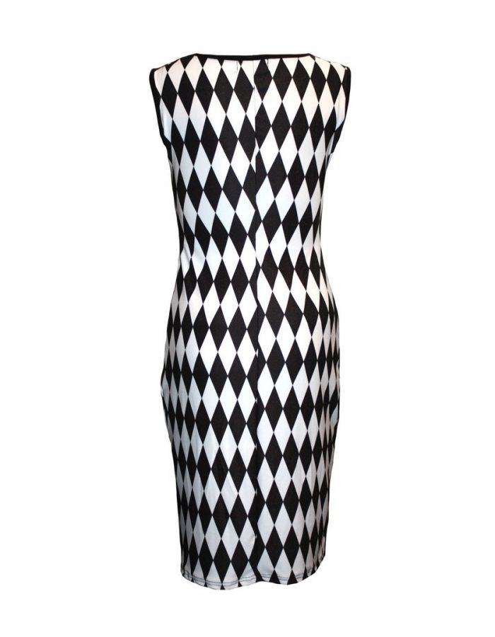 Black & White Harlequin Diamonds Bodycon Wiggle Style Dress