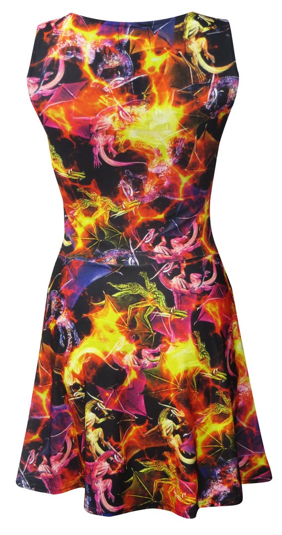 Multi Fire Breathing Dragons Alternative Sleeveless Skater Dress