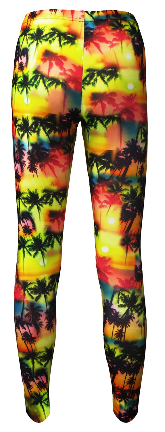 Girl's Children's Los Angeles Beach Colourful Exotic Palm Trees Sunset Printed Leggings