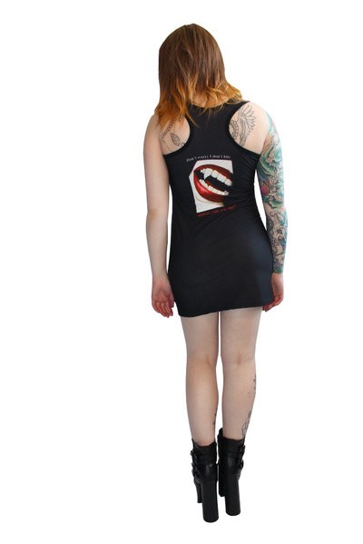 Gothic Vampire "I Won't Bite Unless You Want Me To" Long Tank Top Dress