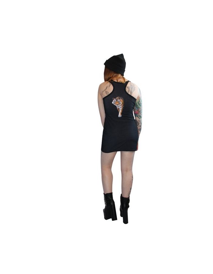 Gothic Tiger Wild Animal Print Long Tank Top Dress
